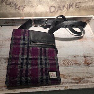 HARRIS TWEED - Black Purple, and Gray Cross Body Purse